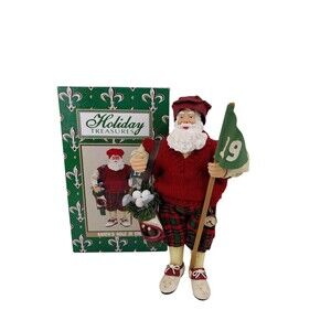 Holiday Treasures Golfing Santa Hole In One Golf Bag  with Box 11"